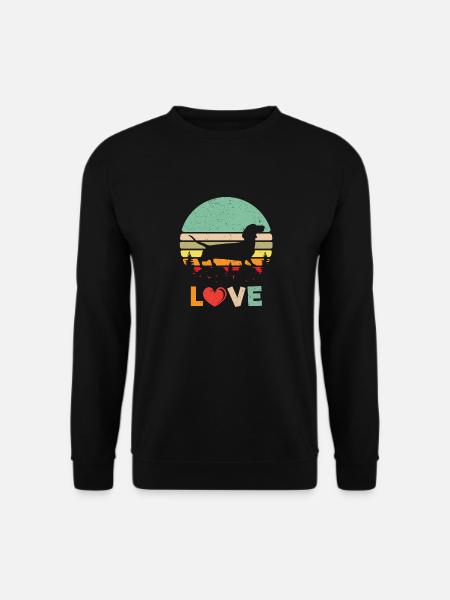Retro Liebe Wiener Hund Shirt - Vintage Dackel Sh - Unisex Pullover - Schwarz
