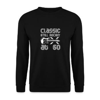 60th Guitar Birthday Gift Classic Still Rockin' At - Unisex Pullover - Schwarz - Vorne - Alina (178cm) & Michal (187cm)
