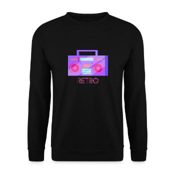 Retro Musik Boombox Vintage Geschenk - Unisex Pullover - Schwarz - Vorne - Alina (178cm) & Michal (187cm)