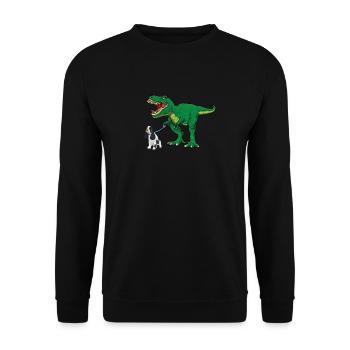 Mignon T Rex Dinosaur Dog Walking Cocker Spaniel Garçon - Sweat-shirt Unisexe - noir - Devant - Alina (178cm) & Michal (187cm)