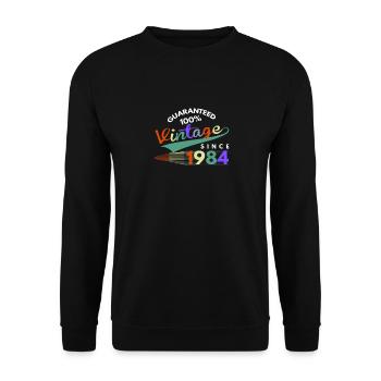 Birthday T Shirt - Vintage Since 1984 - Unisex Sweatshirt - black - Front - Alina (178cm) & Michal (187cm)