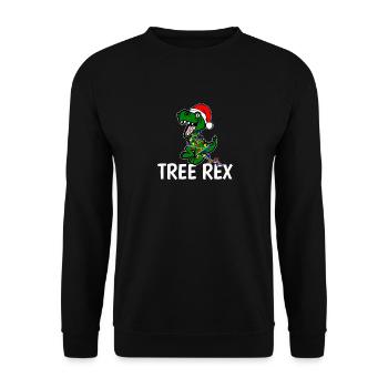 TREE REX Weihnachtsbaum Dinosaurier Geschenk X-Mas - Unisex Pullover - Schwarz - Vorne - Alina (178cm) & Michal (187cm)
