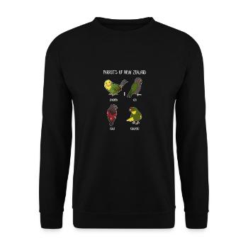 Geschenk für Neusseeland Vögel Liebhaber Kea - Unisex Pullover - Schwarz - Vorne - Alina (178cm) & Michal (187cm)