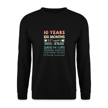 10th Birthday T Shirt - 10 Years Of Being Awesome - Unisex Sweatshirt - black - Front - Alina (178cm) & Michal (187cm)