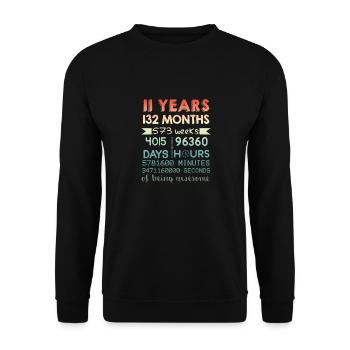 11th Birthday Shirt - 11 Years Of Being Awesome - Unisex Sweatshirt - black - Front - Alina (178cm) & Michal (187cm)