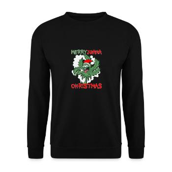 Christmas Marijuana Stoned Cannabis Leaf - Unisex Sweatshirt - black - Front - Alina (178cm) & Michal (187cm)