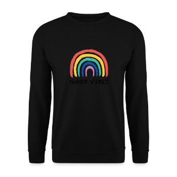 Peace Love - Good Vibes - Unisex Pullover - Schwarz - Vorne - Alina (178cm) & Michal (187cm)