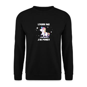 L peux Pas J ai Poney Cheval Licorne - Sweat-shirt Unisexe - noir - Devant - Alina (178cm) & Michal (187cm)