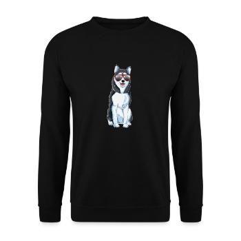Sibirischer Husky Weihnachten Geschenk Hunde Huski - Unisex Pullover - Schwarz - Vorne - Alina (178cm) & Michal (187cm)