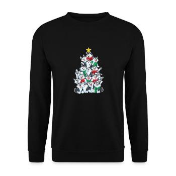 Sibirischer Husky Weihnachtsbaum Weihnachten Gesch - Unisex Pullover - Schwarz - Vorne - Alina (178cm) & Michal (187cm)