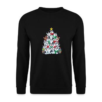 Sibirischer Husky Weihnachtsbaum Weihnachten Gesch - Unisex Pullover - Schwarz - Vorne - Alina (178cm) & Michal (187cm)