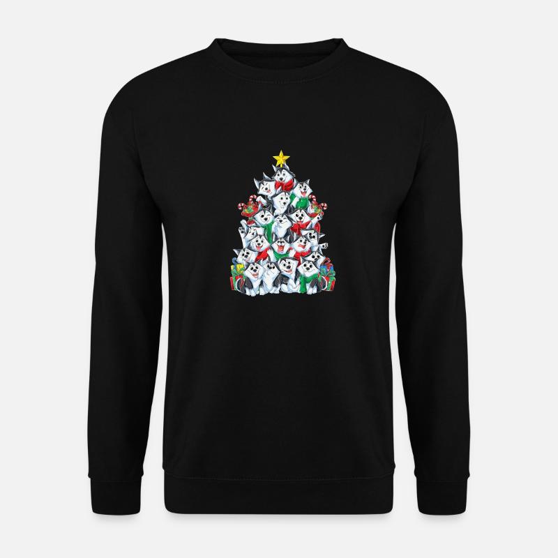 Sibirischer Husky Weihnachtsbaum Weihnachten Gesch - Unisex Pullover - Schwarz