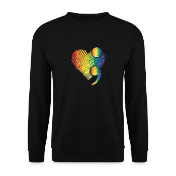 Herz-Semikolon - Suizid-Bewusstseinsprävention - - Unisex Pullover - Schwarz - Vorne - Alina (178cm) & Michal (187cm)