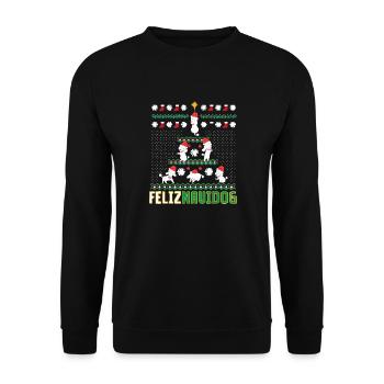 Poodle Feliz Navidog Merry Chritsmas - Sweat-shirt Unisexe - noir - Devant - Alina (178cm) & Michal (187cm)