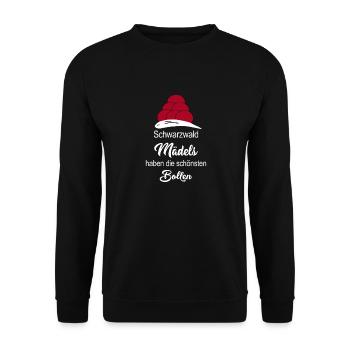 Schwarzwälder Schwarzwald Heimat Motiv - Unisex Pullover - Schwarz - Vorne - Alina (178cm) & Michal (187cm)