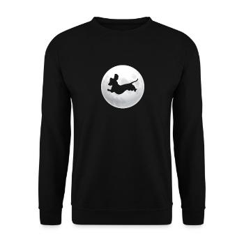 Retro Dachshund Dachshund Dog Silhouette Moon - Unisex Sweatshirt - black - Front - Alina (178cm) & Michal (187cm)