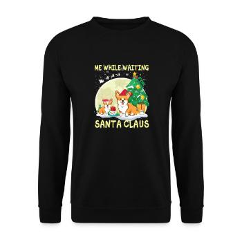 Corgi moi en attendant le Père Noël - Sweat-shirt Unisexe - noir - Devant - Alina (178cm) & Michal (187cm)