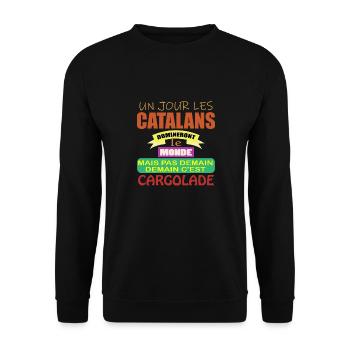 One day the Catalans will rule the world - Unisex Sweatshirt - black - Front - Alina (178cm) & Michal (187cm)