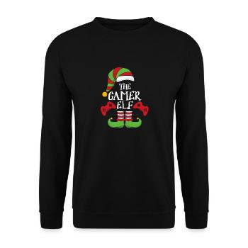 The Gamer Elf - Christmas Elf Gamer Gift - Unisex Pullover - Schwarz - Vorne - Alina (178cm) & Michal (187cm)