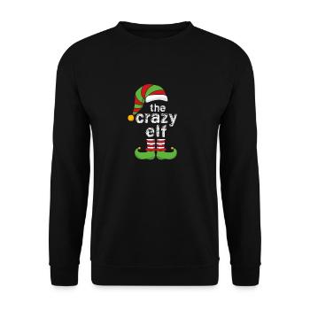 Funny Elf Christmas - The Crazy Elf - Unisex Pullover - Schwarz - Vorne - Alina (178cm) & Michal (187cm)
