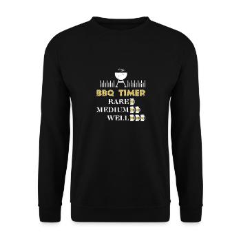 BBQ Timer Barbecue Shirt Funny Grill Grilling Gift - Unisex Sweatshirt - black - Front - Alina (178cm) & Michal (187cm)