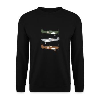 Pilot bunte Spitfire Flugzeuge Flugzeuge Geschenk - Unisex Pullover - Schwarz - Vorne - Alina (178cm) & Michal (187cm)