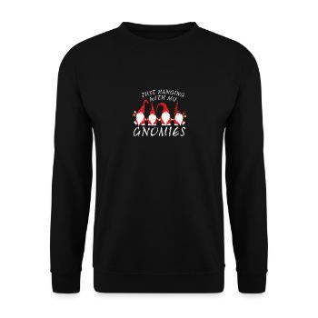 just hanging with my gnomies christmas - Unisex Sweatshirt - black - Front - Alina (178cm) & Michal (187cm)