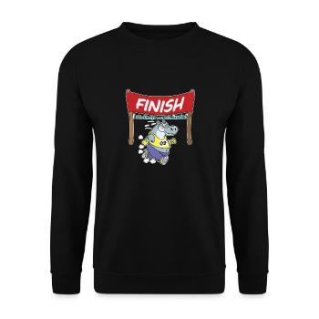 NIlpferd läuft Marthon Sport - Unisex Pullover - Schwarz - Vorne - Alina (178cm) & Michal (187cm)