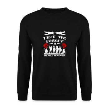 Read We Forget Spitfire British Legion Veteran - Unisex Sweatshirt - black - Front - Alina (178cm) & Michal (187cm)