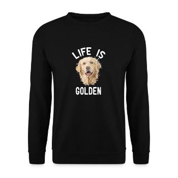 Zeichentrickfilm Golden Retriever Gift Life is Gol - Unisex Pullover - Schwarz - Vorne - Alina (178cm) & Michal (187cm)