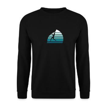 Rock Climbing Climber Vintage Blue Stripes - Unisex Sweatshirt - black - Front - Alina (178cm) & Michal (187cm)