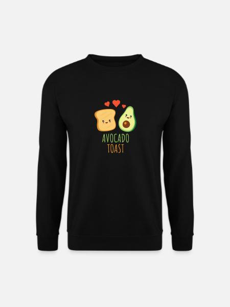 Avocado Toast Süße Gesichter Kawaii - Unisex Pullover - Schwarz