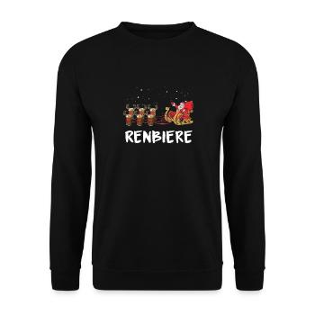 Lustige Bier Weihnachten Renbiere Santa - Unisex Pullover - Schwarz - Vorne - Alina (178cm) & Michal (187cm)