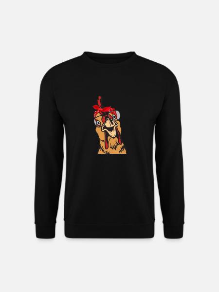 Huhn Hühner Kopftuch Bandana Brille Chicken mom - Unisex Pullover - Schwarz