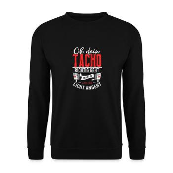 Auto Mechaniker Radarkontrolle Tacho Autofahrer - Unisex Pullover - Schwarz - Vorne - Alina (178cm) & Michal (187cm)