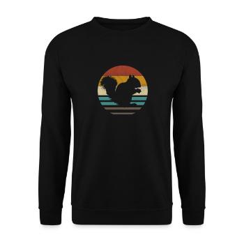 Squirrel with nut Squirrel vintage retro 80s - Unisex Sweatshirt - black - Front - Alina (178cm) & Michal (187cm)