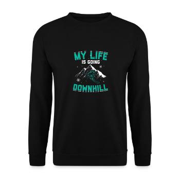 Skiing mountains | Ski skier après-ski gift - Unisex Sweatshirt - black - Front - Alina (178cm) & Michal (187cm)