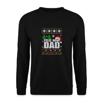 Feliz Navi Dad - Navidad - Lustiges Weihnachtsgeschenk - Unisex Pullover - Schwarz - Vorne - Alina (178cm) & Michal (187cm)