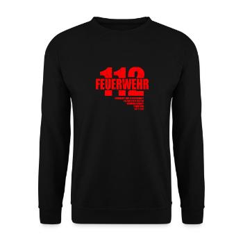 112 Feuerwehr Ehrenamt aus Leidenschaft 24/7/365 - Unisex Pullover - Schwarz - Vorne - Alina (178cm) & Michal (187cm)
