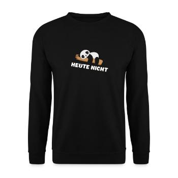 Lustiges Panda Motiv - Panda ist müde - Heute - Unisex Pullover - Schwarz - Vorne - Alina (178cm) & Michal (187cm)
