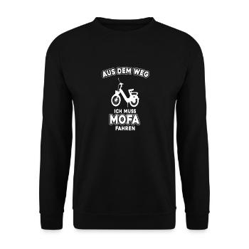 Mofa Moped Geschenkidee - Unisex Pullover - Schwarz - Vorne - Alina (178cm) & Michal (187cm)