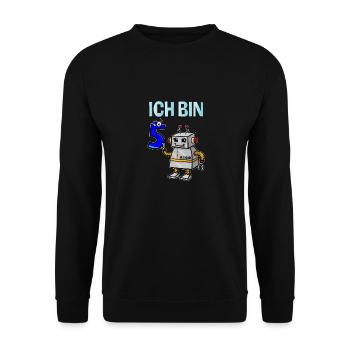 Lustiges Ich bin 5 Roboter Kindergeburtstag - Unisex Pullover - Schwarz - Vorne - Alina (178cm) & Michal (187cm)