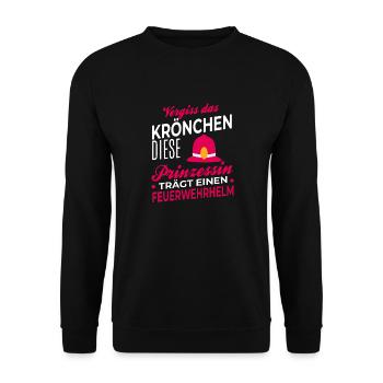 Vergiss Krönchen Feuerwehr Feuerwehrhelm Feuerwehr - Unisex Pullover - Schwarz - Vorne - Alina (178cm) & Michal (187cm)