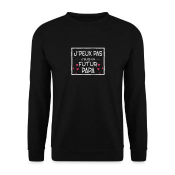 J peux Pas J suis Un Futur Papa Cadea Papa - Sweat-shirt Unisexe - noir - Devant - Alina (178cm) & Michal (187cm)