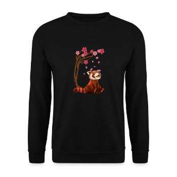 Red Panda Bear & Cherry Blossom Art - Unisex Sweatshirt - black - Front - Alina (178cm) & Michal (187cm)