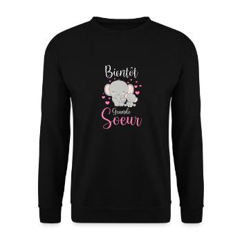 Enfant Future Grande Soeur Bientôt Grande Soeur - Sweat-shirt Unisexe - noir - Devant - Alina (178cm) & Michal (187cm)