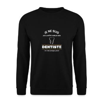 je ne suis pas parfait mais je suis dentiste - Sweat-shirt Unisexe - noir - Devant - Alina (178cm) & Michal (187cm)