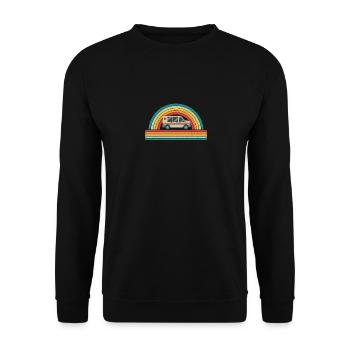 Krankenwagen Retro Rettungswagen Vintage Sanitäter - Unisex Pullover - Schwarz - Vorne - Alina (178cm) & Michal (187cm)