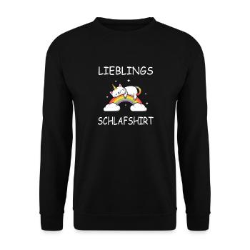 Lieblings Schlafshirt Nachthemd Geschenk - Unisex Pullover - Schwarz - Vorne - Alina (178cm) & Michal (187cm)