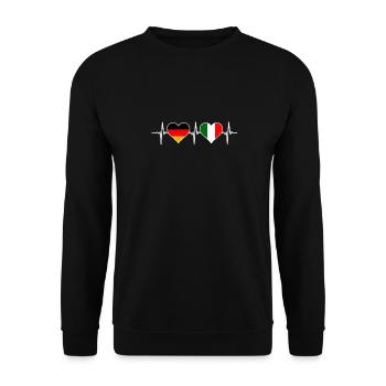 Germany Italy Heartbeat for Italians - Unisex Sweatshirt - black - Front - Alina (178cm) & Michal (187cm)